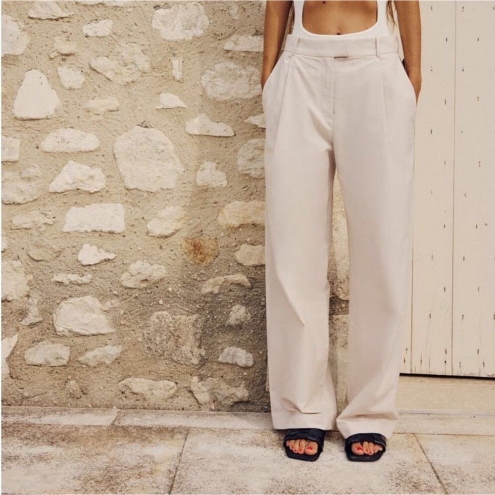 Zara pants trouser straight leg rustic beige full length old money new size Xs